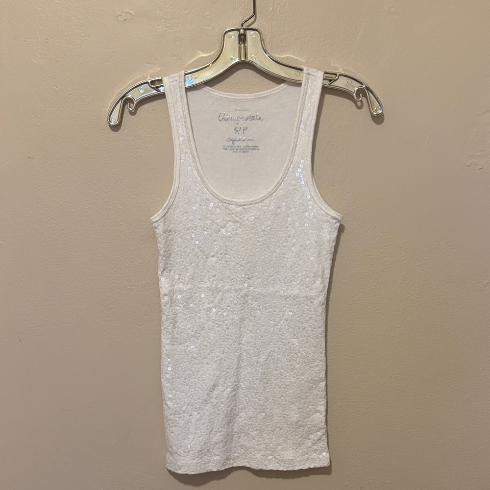 Aeropostale White Sequin Tank Top